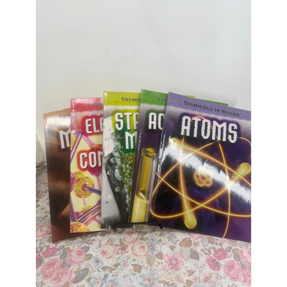 Chemicals in Action Book Set 5pc Chris Oxlade Atoms Acids Metals Chemistry STEM